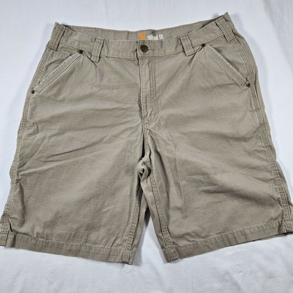 Carhartt Mens‎ Beige Ripstop Casual Cargo Shorts Relaxed Fit